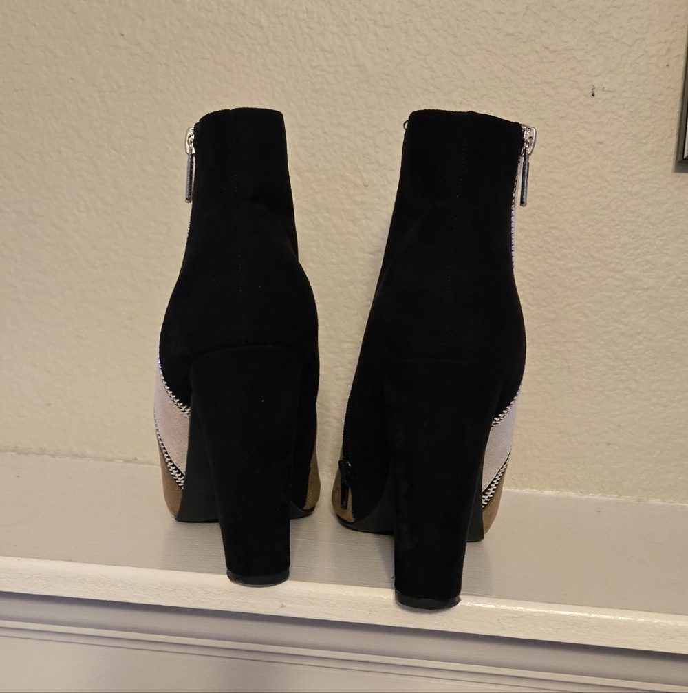 Two-Tone Suede Ankle Boots - Picture 4 of 4